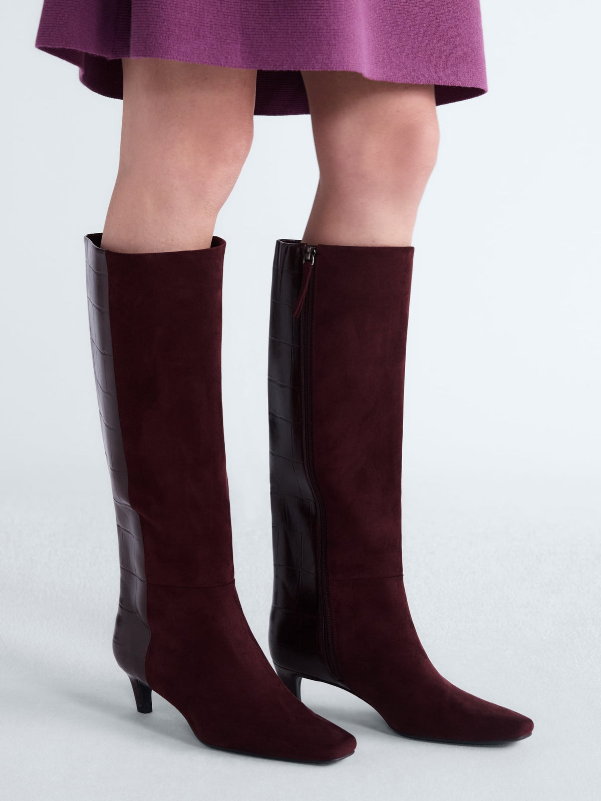 Bottes hautes bicolores à petit talon - Image 2