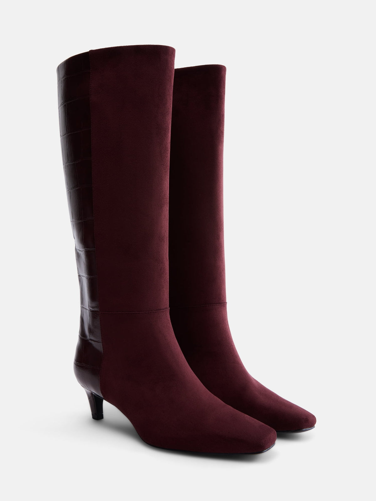 Bottes hautes bicolores à petit talon - Image 3