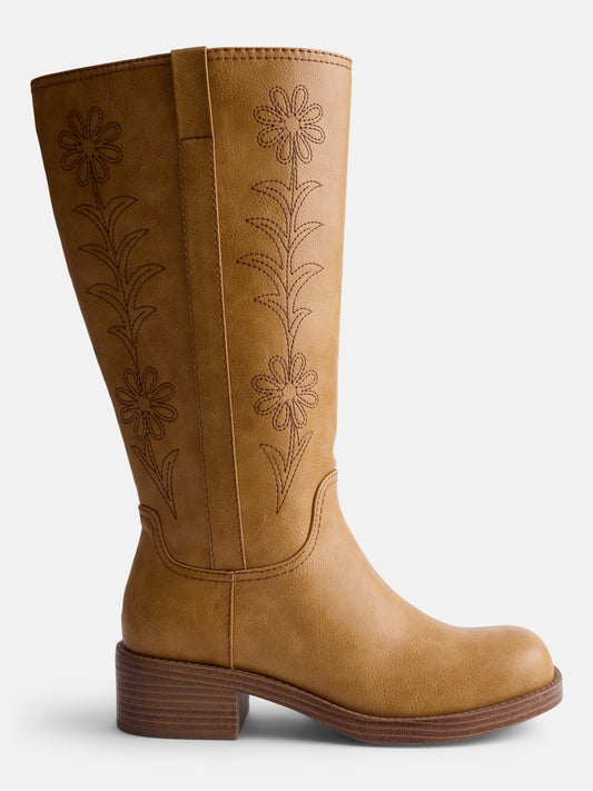 Bottines brodées à motif floral