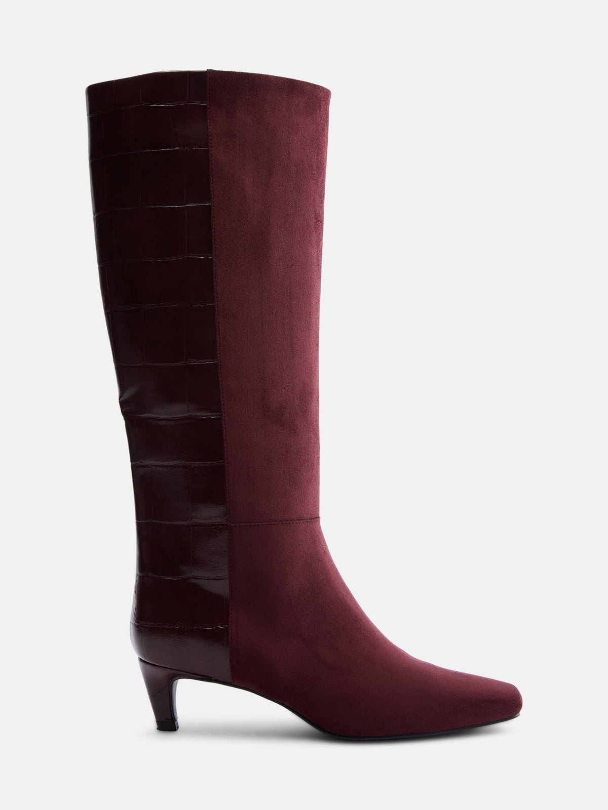 Bottes hautes bicolores à petit talon